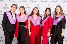 Fabricante bandas de graduación de tela con logo serigrafiado - Banda graduación tela morado