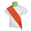 Banda graduación infantil personalizada de color naranja con logo a varios colores 