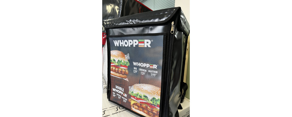 Mochila térmica personalizada para reparto de comida en eventos, festivales y conciertos con bandera - wooper